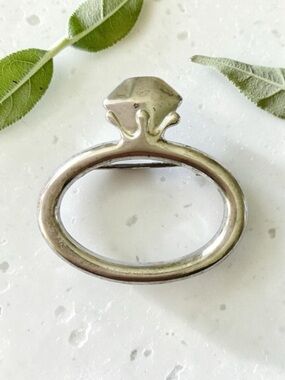 Vintage ANNE KLEIN Silver Tone Sculptural Ring Brooch